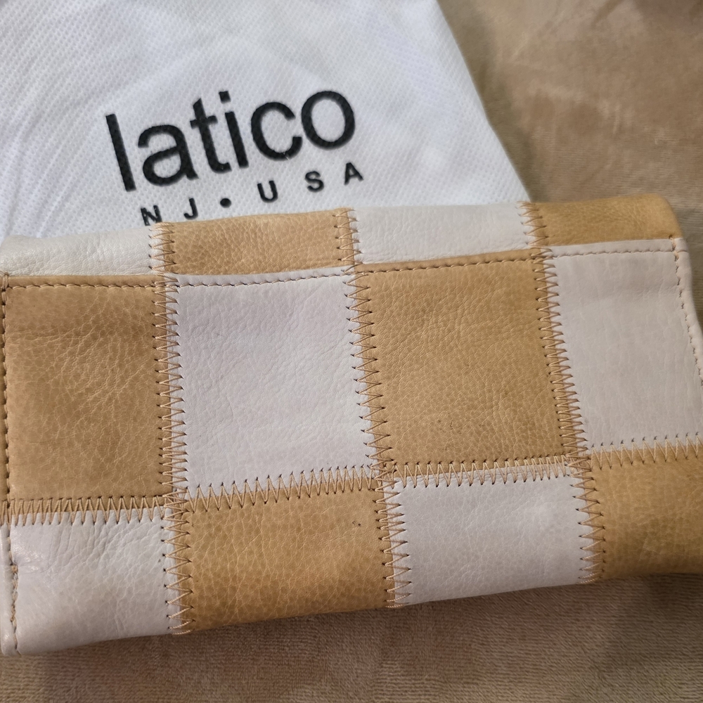 Latico Tan and Cream Leather Patchwork Wallet - Picture 6 of 7